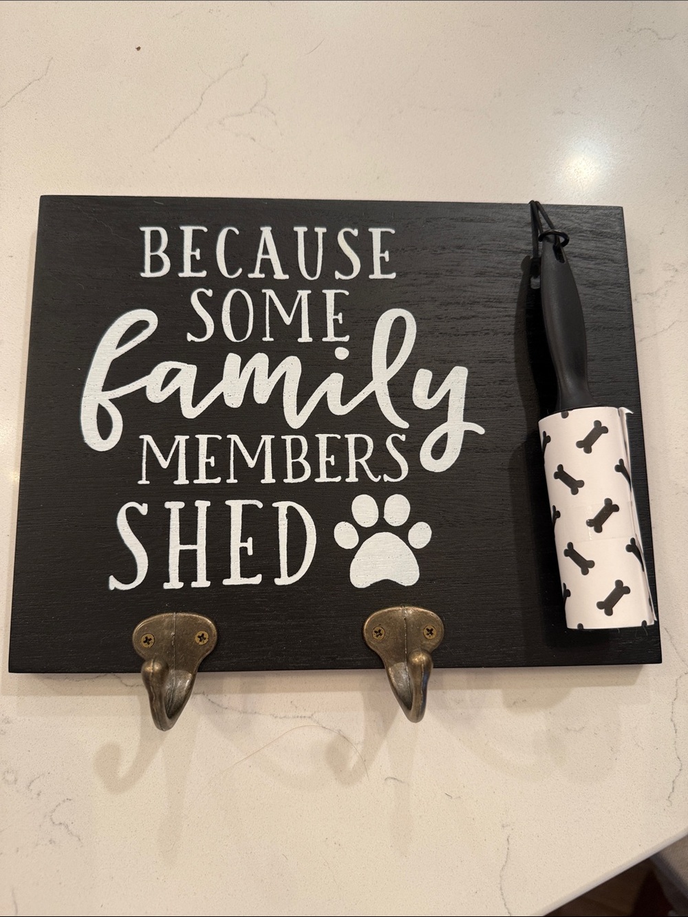 Hobby Lobby Black and White Pet Fur Lint Hook Sign